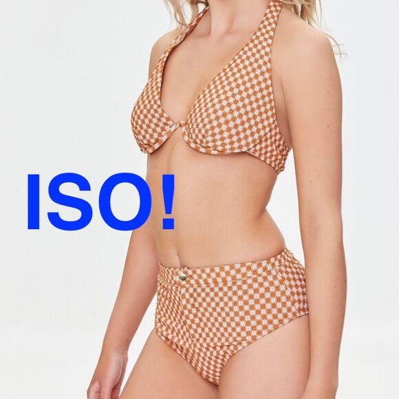 ISO: Forever 21 Ginger/Orange/Brown/Ivory Plaid Checkered Underwire Bikini - Picture 1 of 8